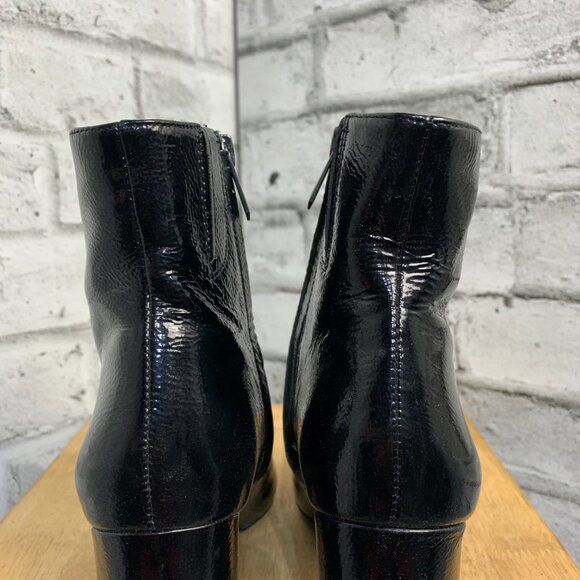 Sam Edelman Hilty 2 Boot 7.5 Black Patent Leather Pointed Toe Block Heel Booties - Picture 9 of 16